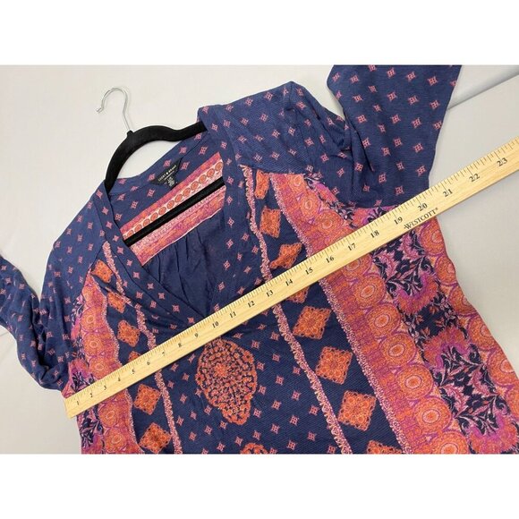 Lucky Brand V-Neck Boho Peasant Long Sleeve Top Size Large Floral festival - Picture 7 of 11